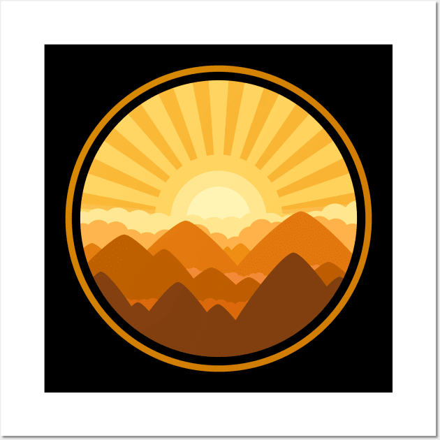 Warm Sunset Over The Mountains Wall Art by Axiomfox